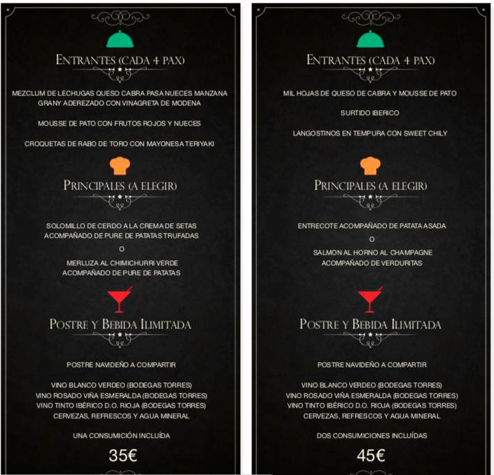 Menus Navidad Malaga